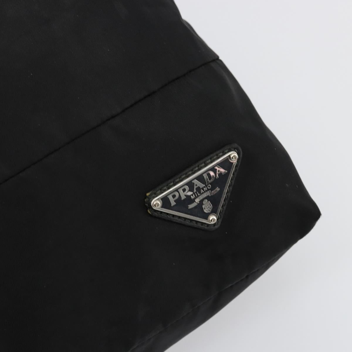 PRADA Shoulder Bag Nylon Black Silver Auth hk3736A