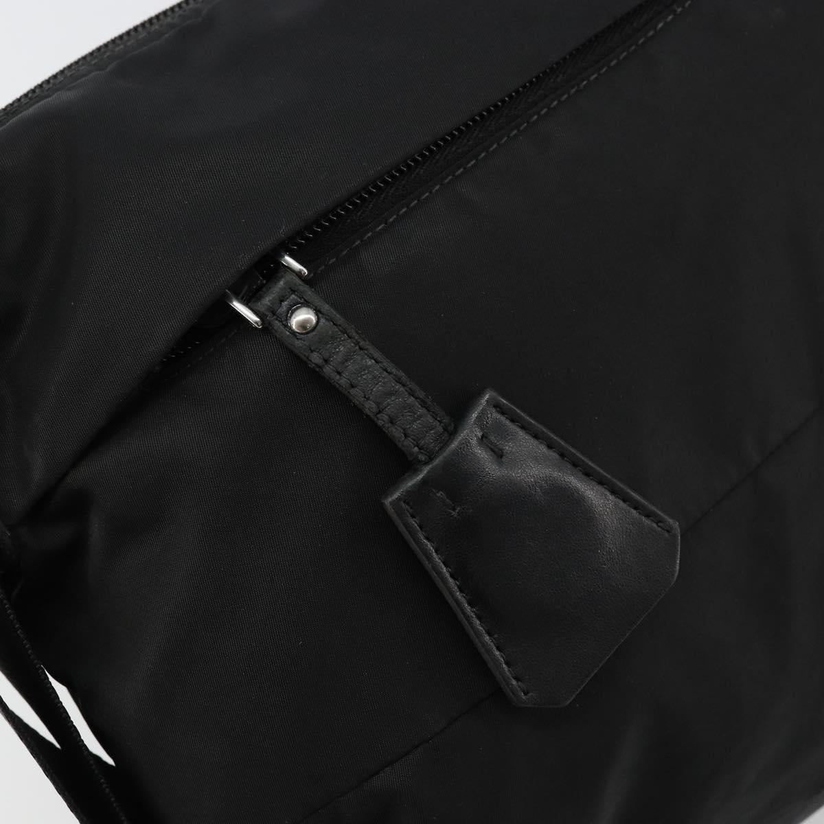 PRADA Shoulder Bag Nylon Black Silver Auth hk3736A