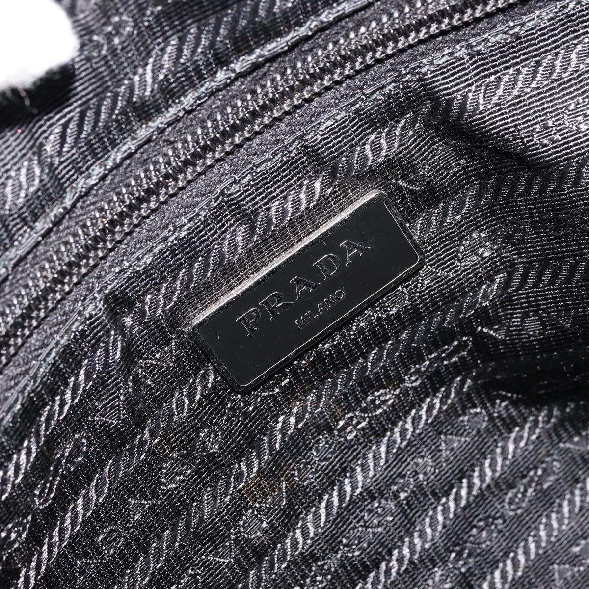 PRADA Shoulder Bag Nylon Black Silver Auth hk3736A