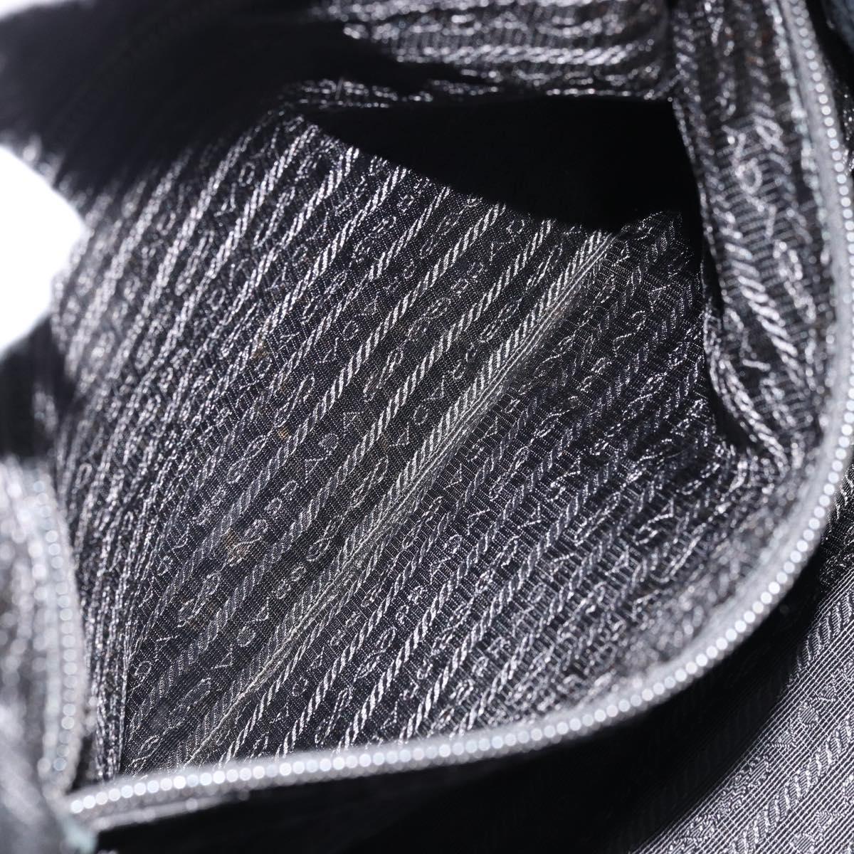 PRADA Shoulder Bag Nylon Black Silver Auth hk3736A