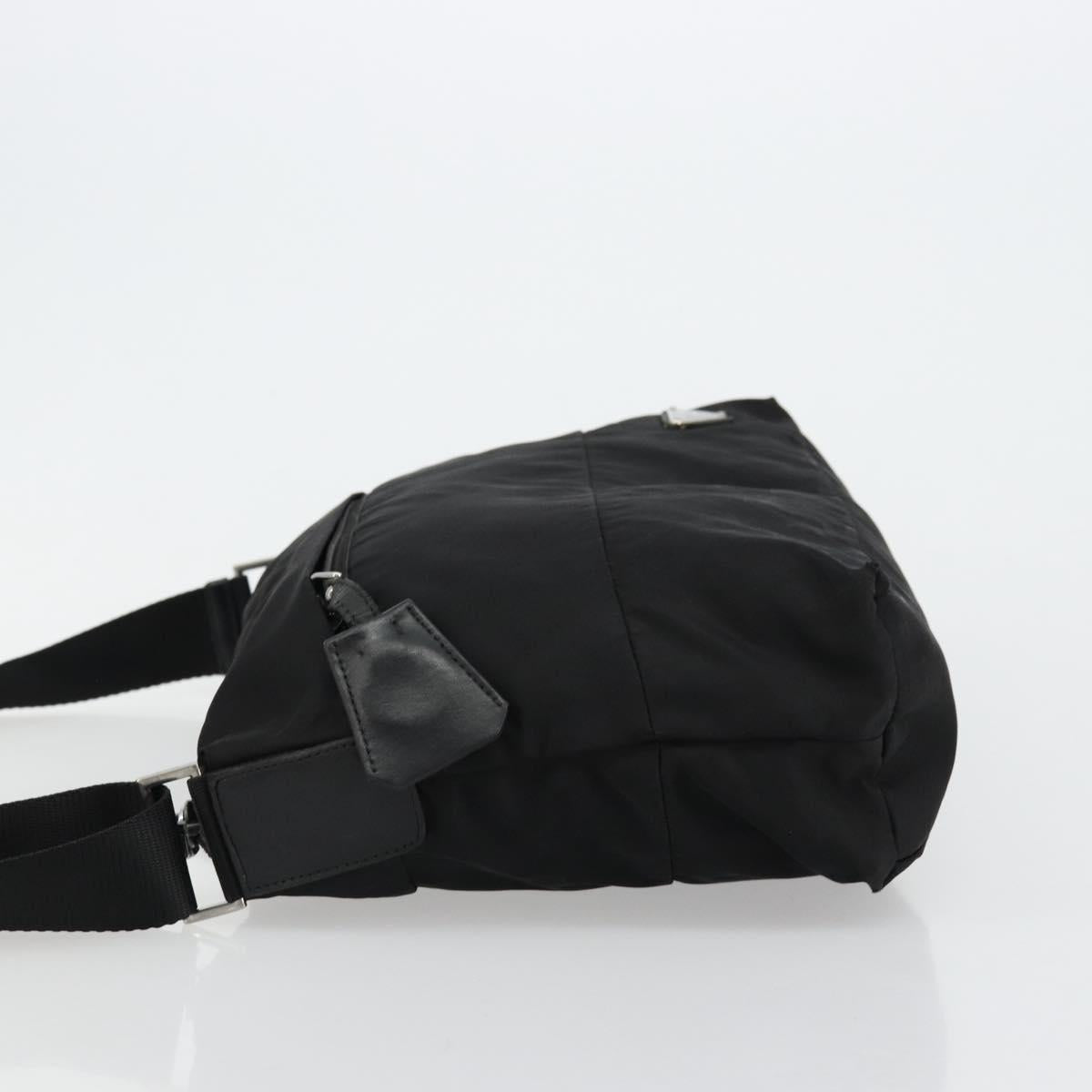 PRADA Shoulder Bag Nylon Black Silver Auth hk3736A
