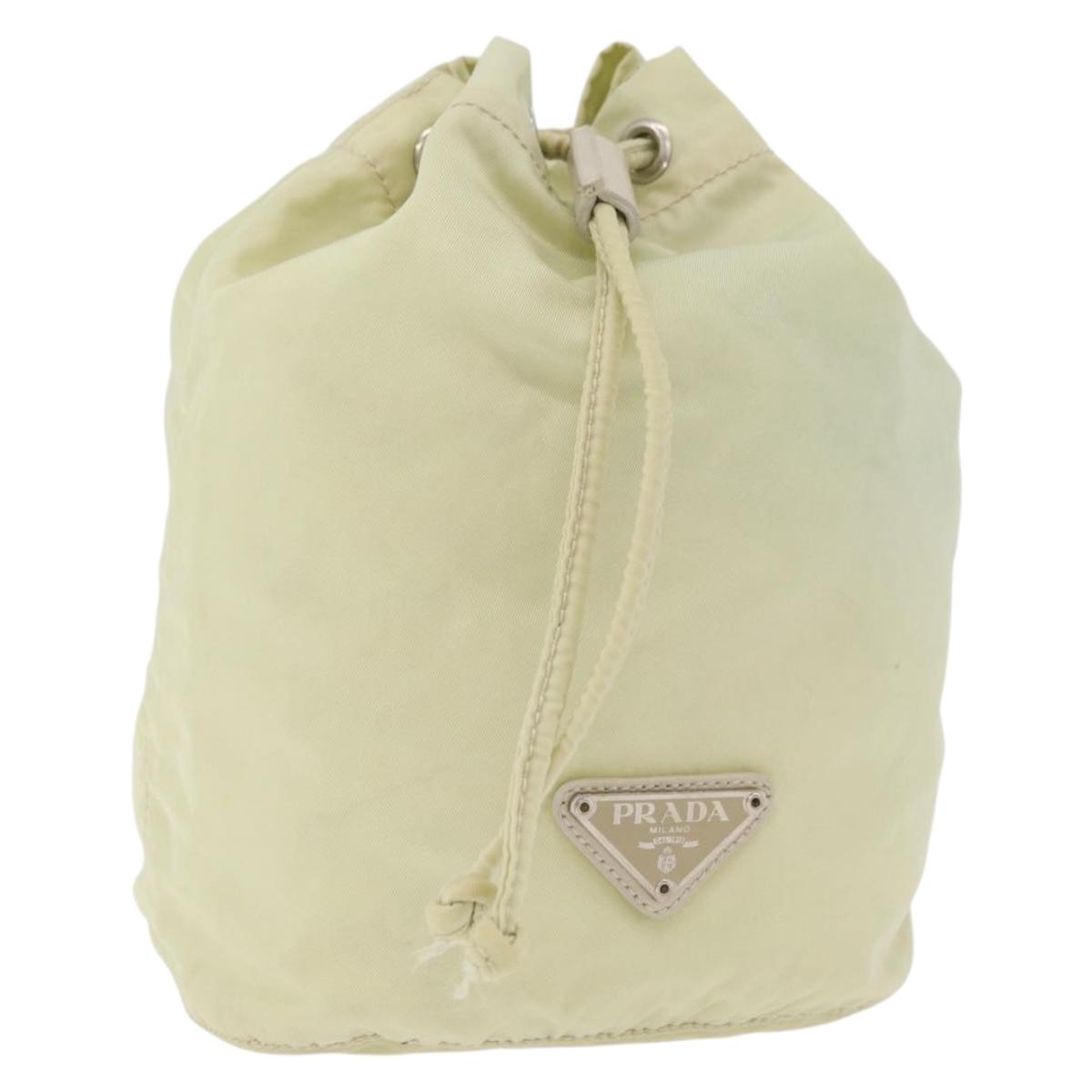 PRADA Purse Pouch Nylon Beige Auth hk3737