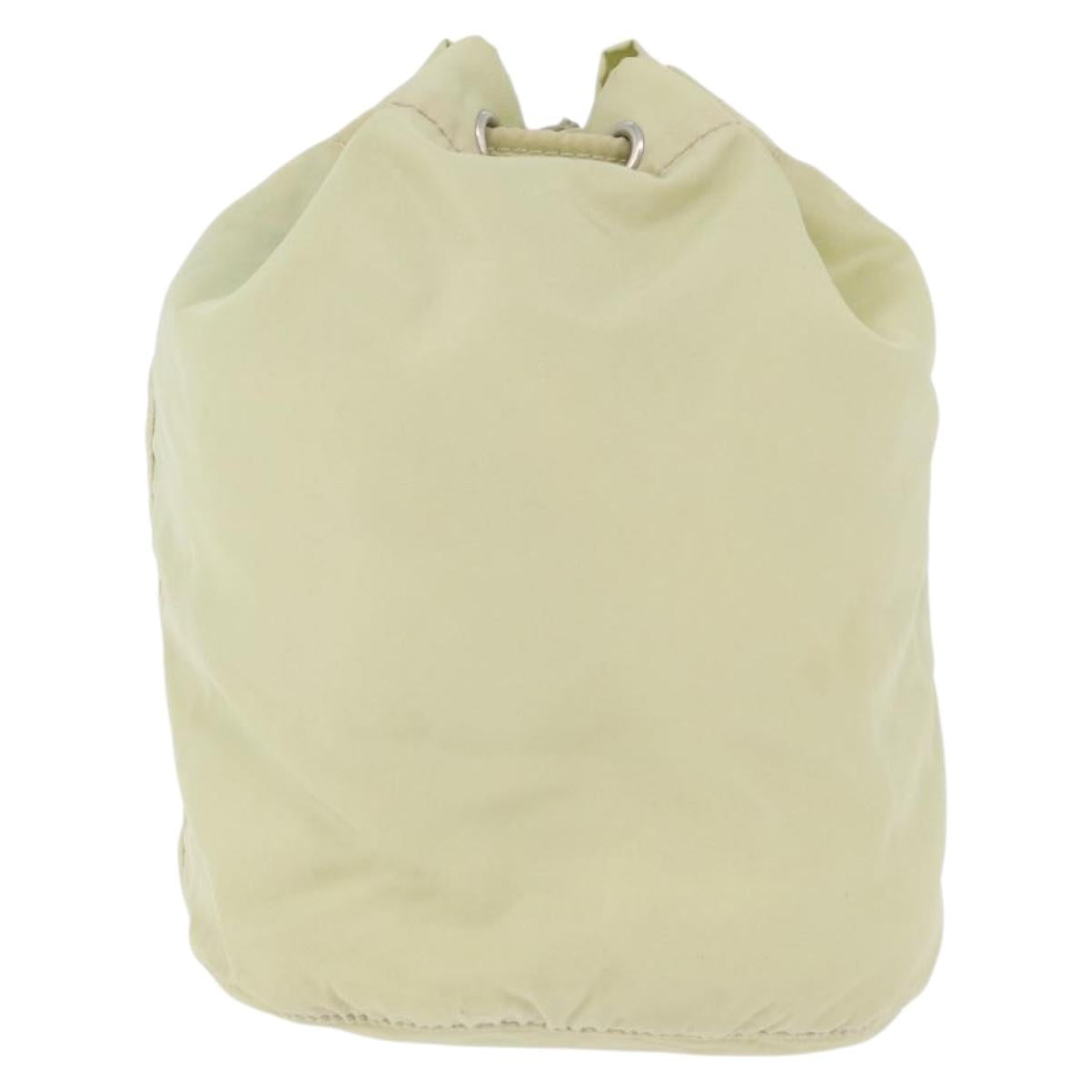 PRADA Purse Pouch Nylon Beige Auth hk3737