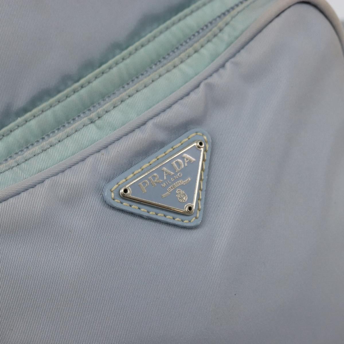 PRADA Shoulder Bag Nylon Light Blue Silver Auth hk3738