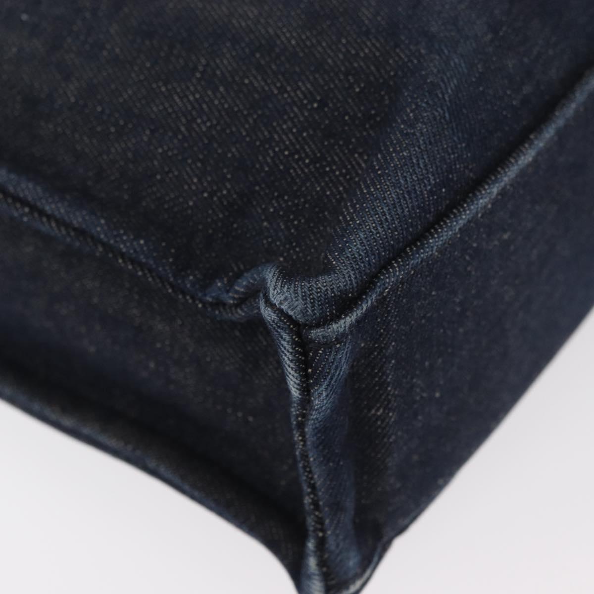 BURBERRY Blue Label Hand Bag Denim Blue Silver Auth hk3739A