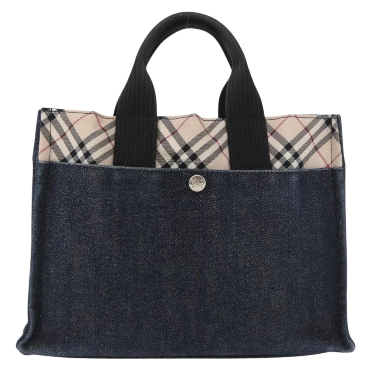 BURBERRY Blue Label Hand Bag Denim Blue Silver Auth hk3739A