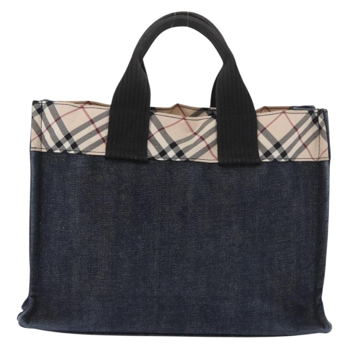 BURBERRY Blue Label Hand Bag Denim Blue Silver Auth hk3739A