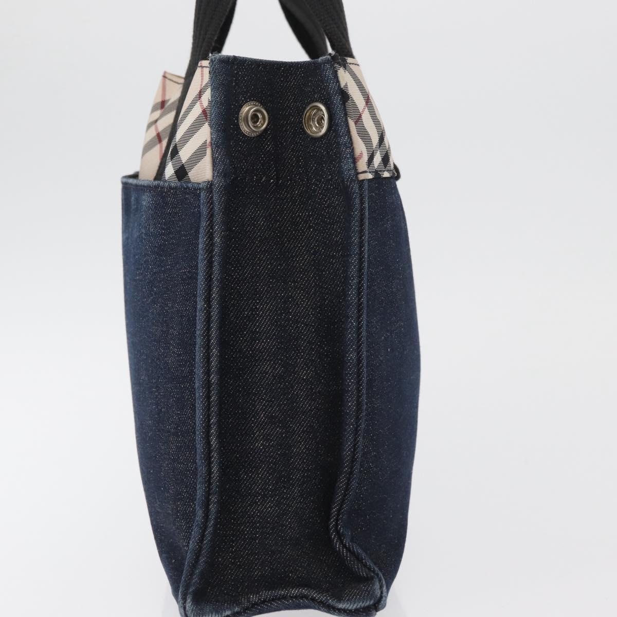 BURBERRY Blue Label Hand Bag Denim Blue Silver Auth hk3739A