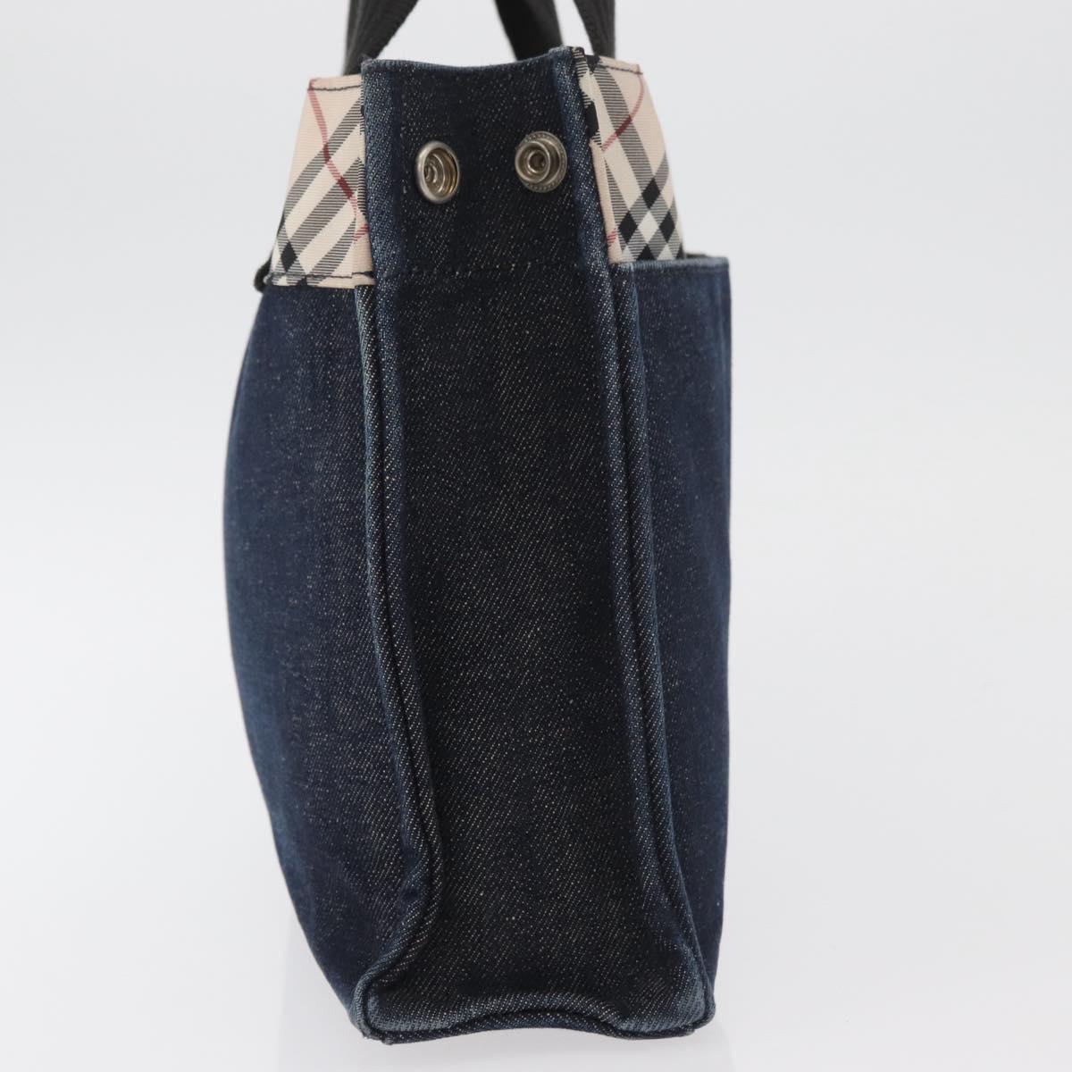 BURBERRY Blue Label Hand Bag Denim Blue Silver Auth hk3739A