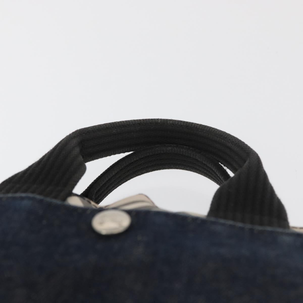 BURBERRY Blue Label Hand Bag Denim Blue Silver Auth hk3739A