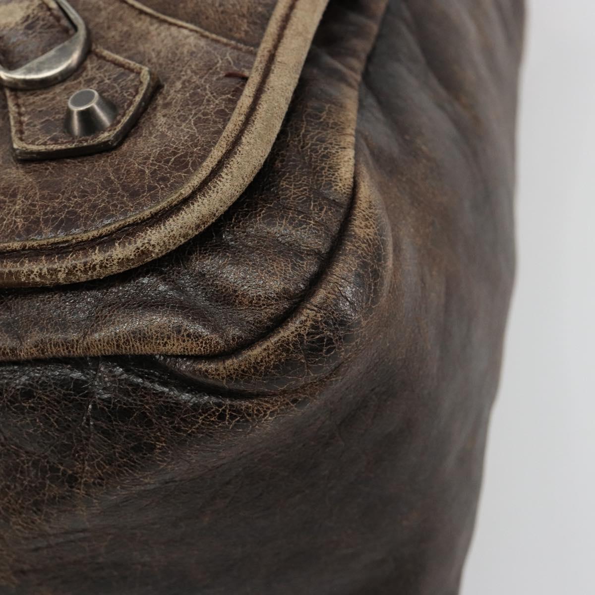 BALENCIAGA Bathas Shoulder Bag Leather Brown 163268 Auth hk3741