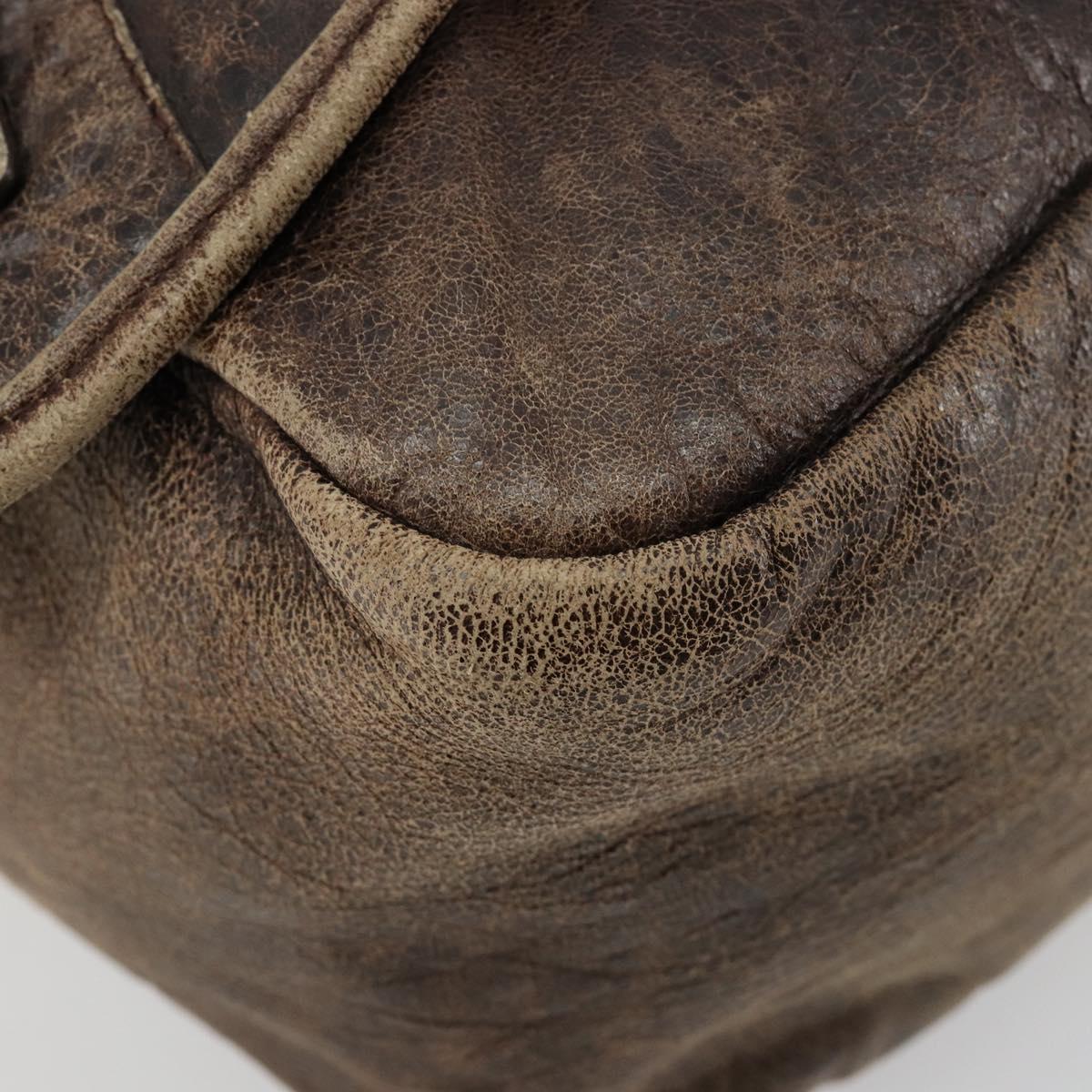 BALENCIAGA Bathas Shoulder Bag Leather Brown 163268 Auth hk3741