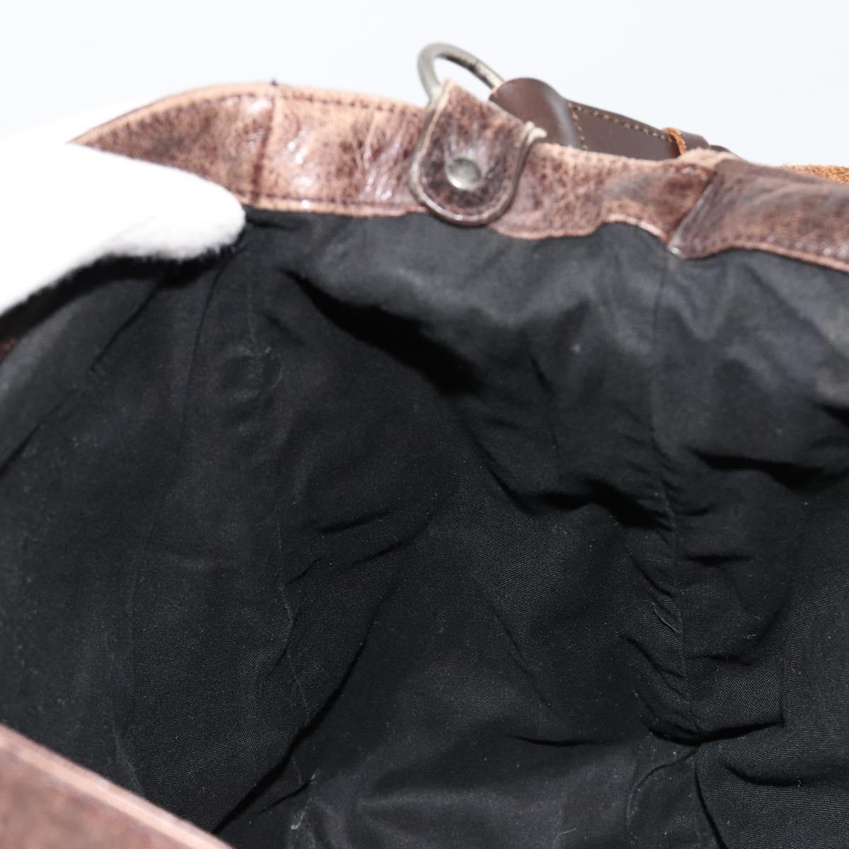 BALENCIAGA Bathas Shoulder Bag Leather Brown 163268 Auth hk3741
