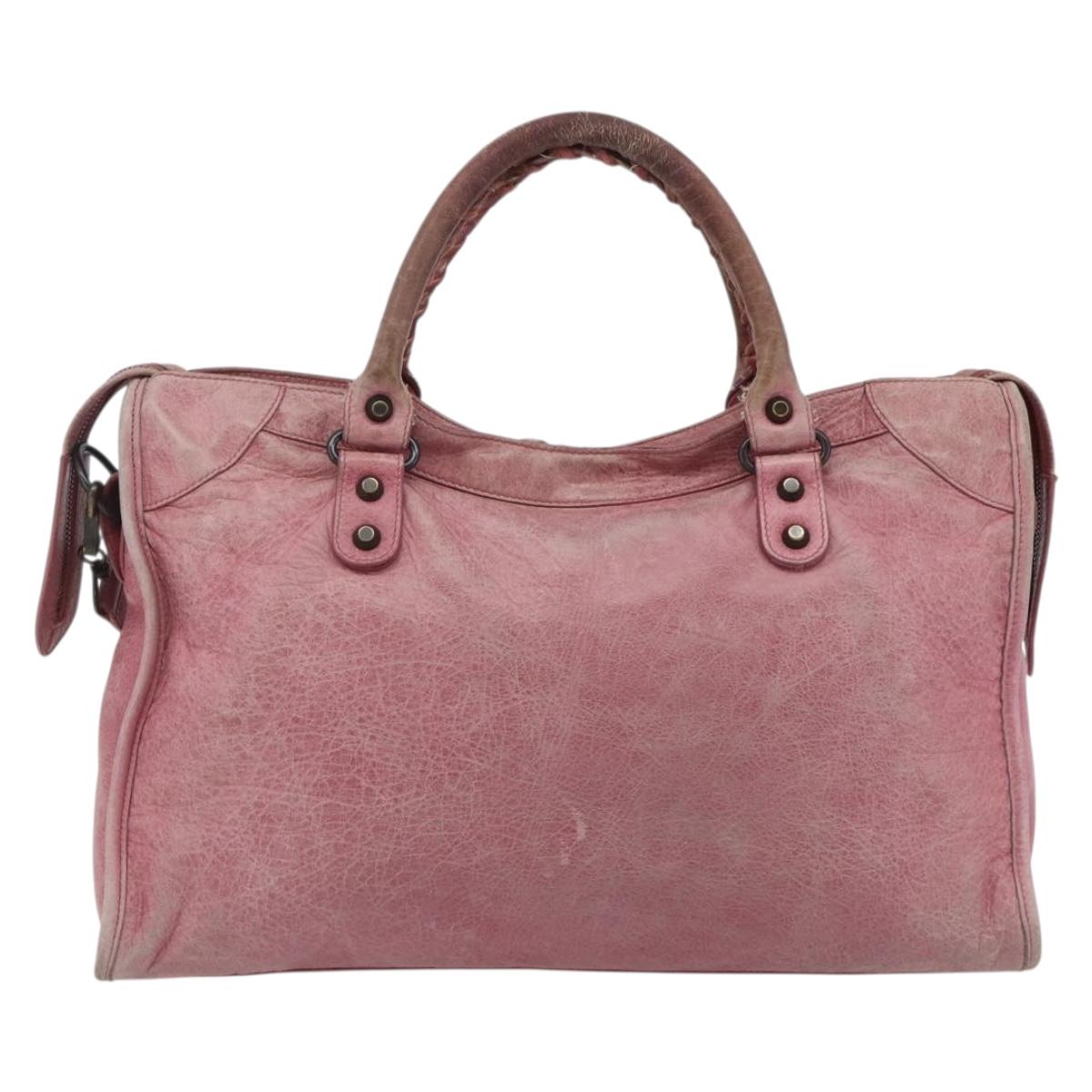 BALENCIAGA City Hand Bag Leather 2way Pink 115748 Auth hk3742A