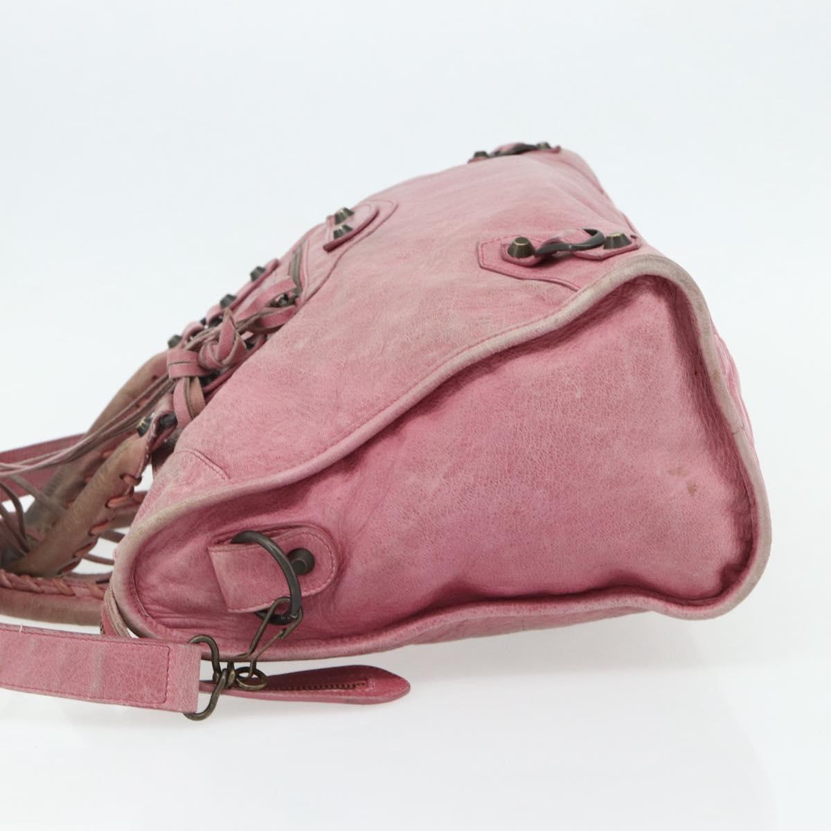 BALENCIAGA City Hand Bag Leather 2way Pink 115748 Auth hk3742A