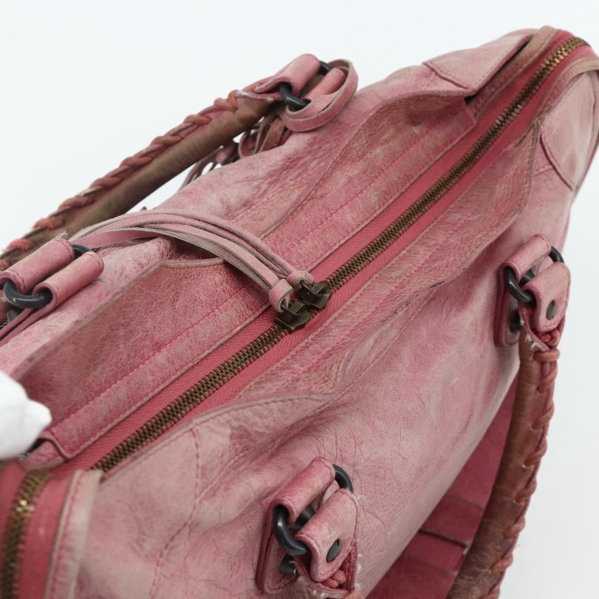 BALENCIAGA City Hand Bag Leather 2way Pink 115748 Auth hk3742A