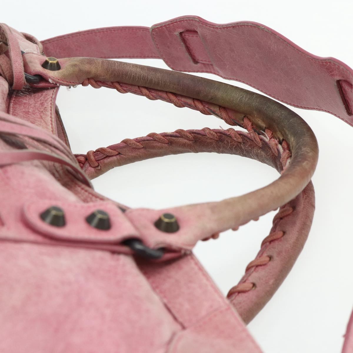 BALENCIAGA City Hand Bag Leather 2way Pink 115748 Auth hk3742A