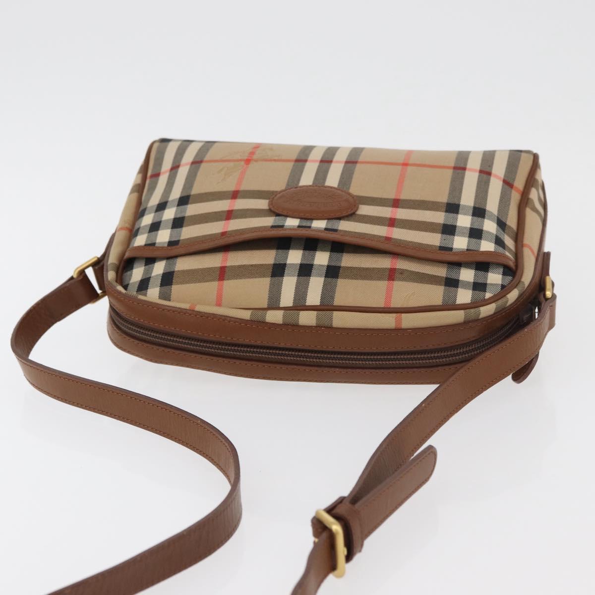 Burberrys Nova Check Shoulder Bag Canvas Beige Gold Auth hk3747A