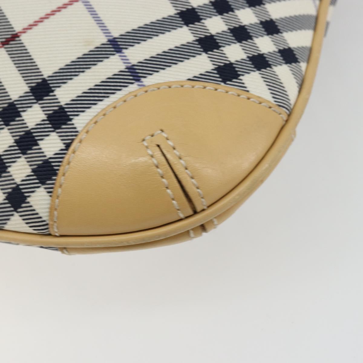 BURBERRY Nova Check Blue Label Shoulder Bag Canvas Blue Silver Auth hk3748A