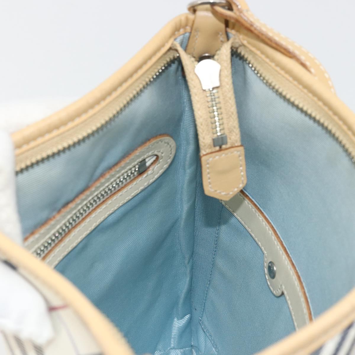 BURBERRY Nova Check Blue Label Shoulder Bag Canvas Blue Silver Auth hk3748A