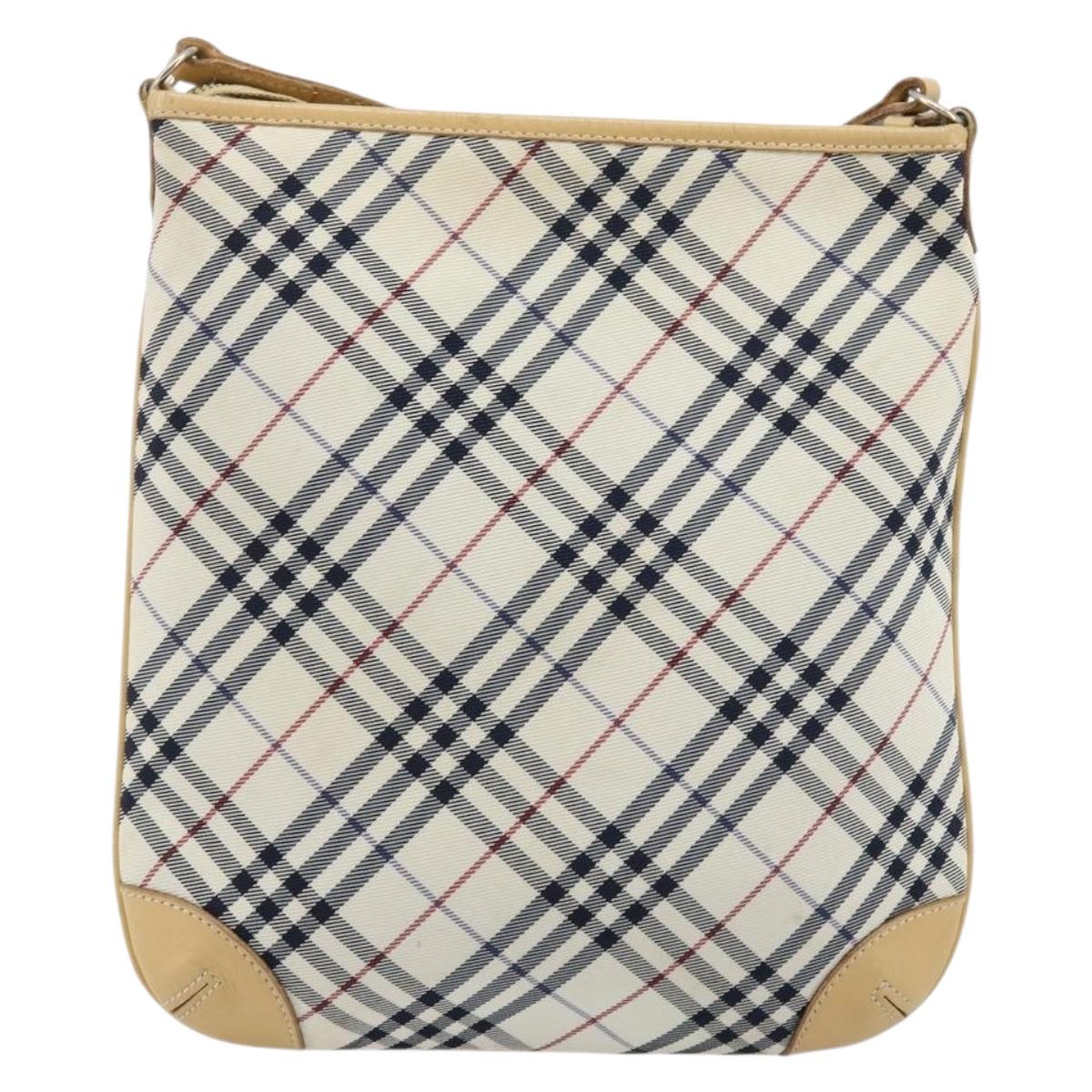BURBERRY Nova Check Blue Label Shoulder Bag Canvas Blue Silver Auth hk3748A