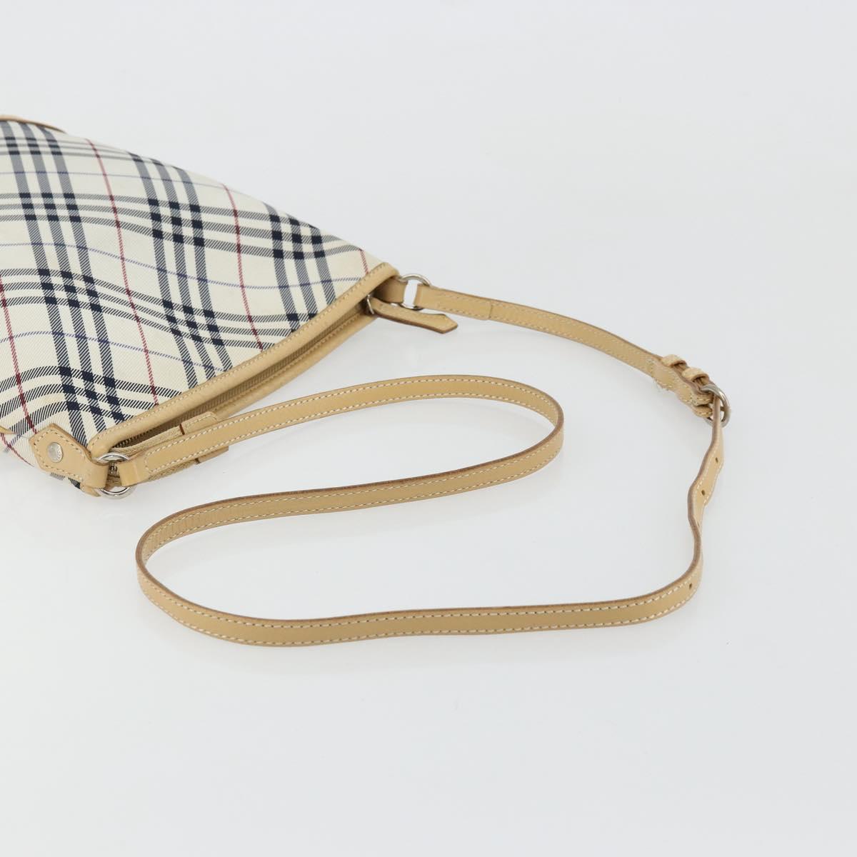 BURBERRY Nova Check Blue Label Shoulder Bag Canvas Blue Silver Auth hk3748A