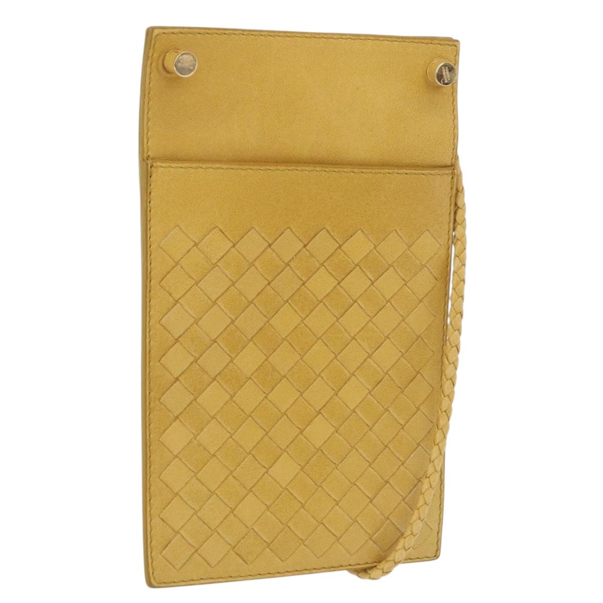 BOTTEGA VENETA INTRECCIATO Shoulder Bag Leather Yellow Gold Auth hk3773A