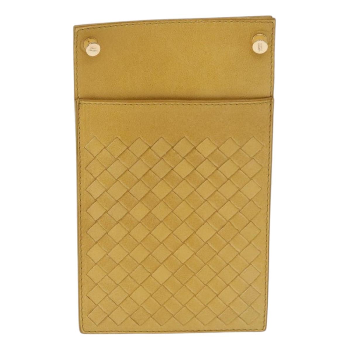 BOTTEGA VENETA INTRECCIATO Shoulder Bag Leather Yellow Gold Auth hk3773A