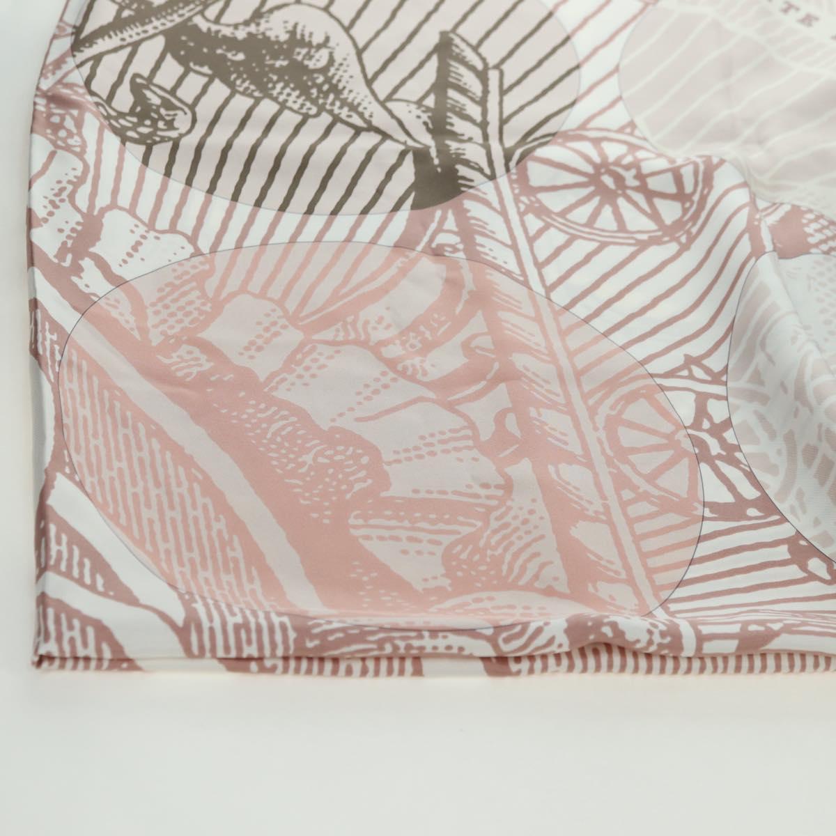 HERMES Carre 140 Scarf ""SOITE ET POURSUITE"" Silk Pink Auth hk3779V