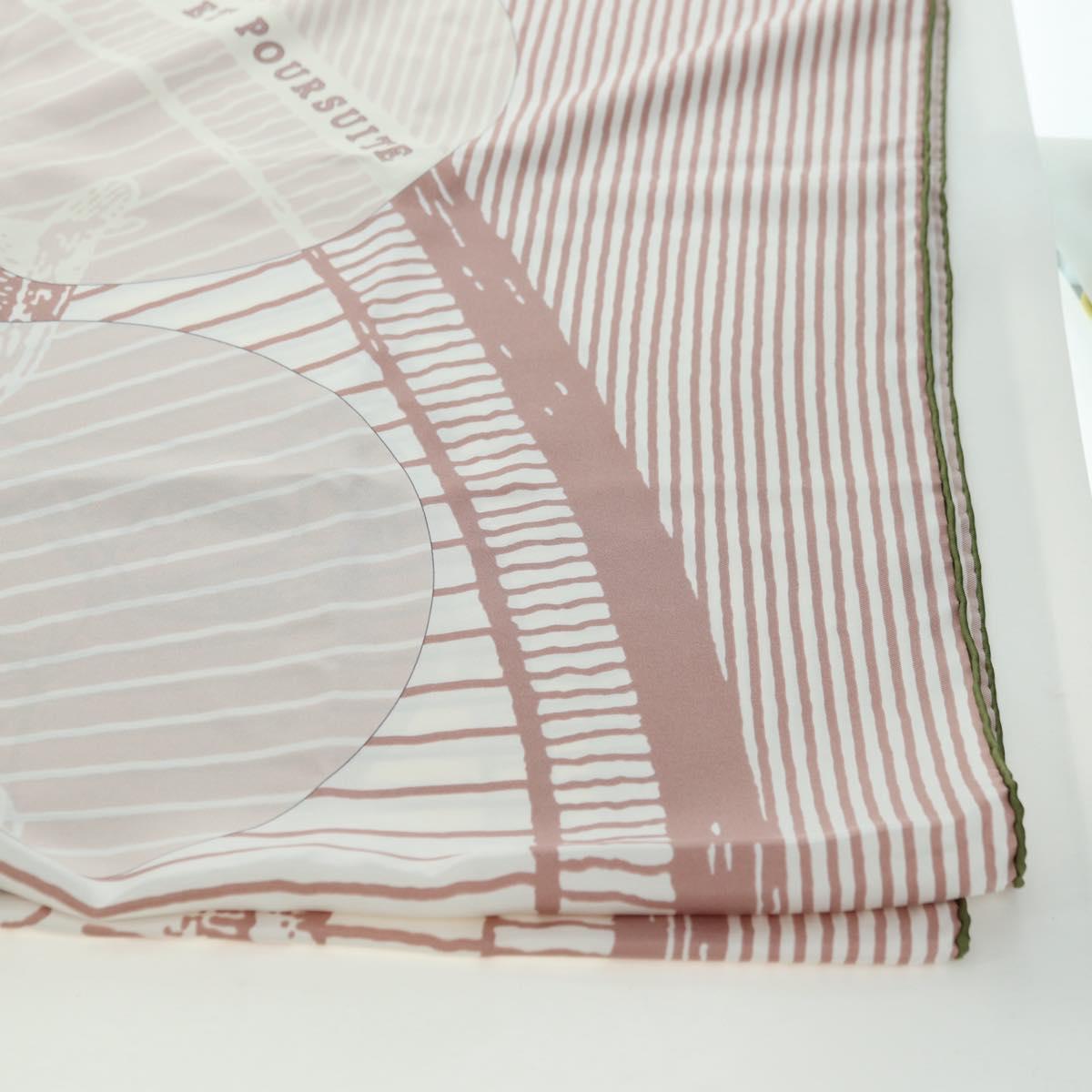 HERMES Carre 140 Scarf ""SOITE ET POURSUITE"" Silk Pink Auth hk3779V