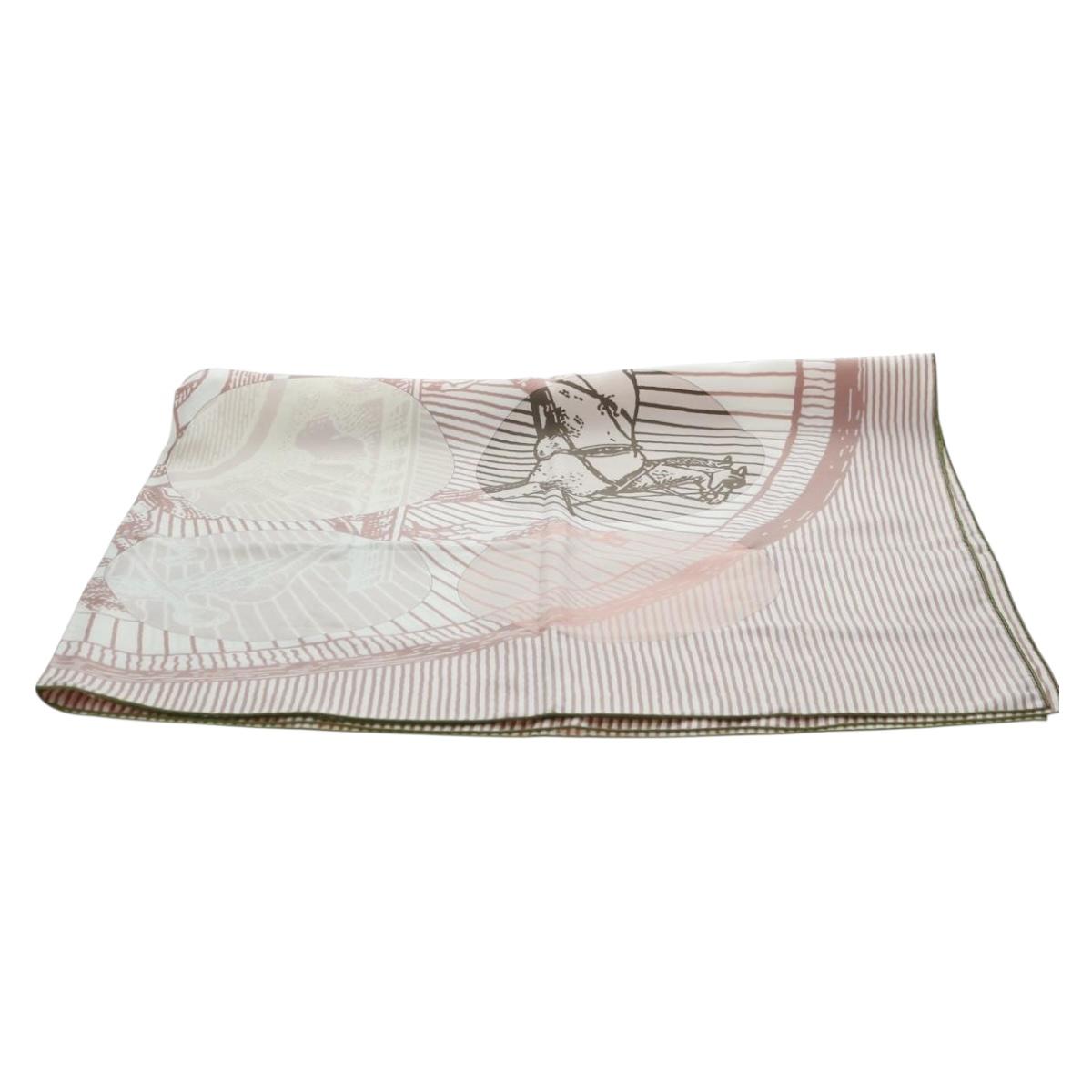 HERMES Carre 140 Scarf ""SOITE ET POURSUITE"" Silk Pink Auth hk3779V