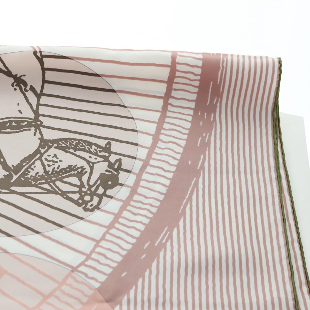 HERMES Carre 140 Scarf ""SOITE ET POURSUITE"" Silk Pink Auth hk3779V