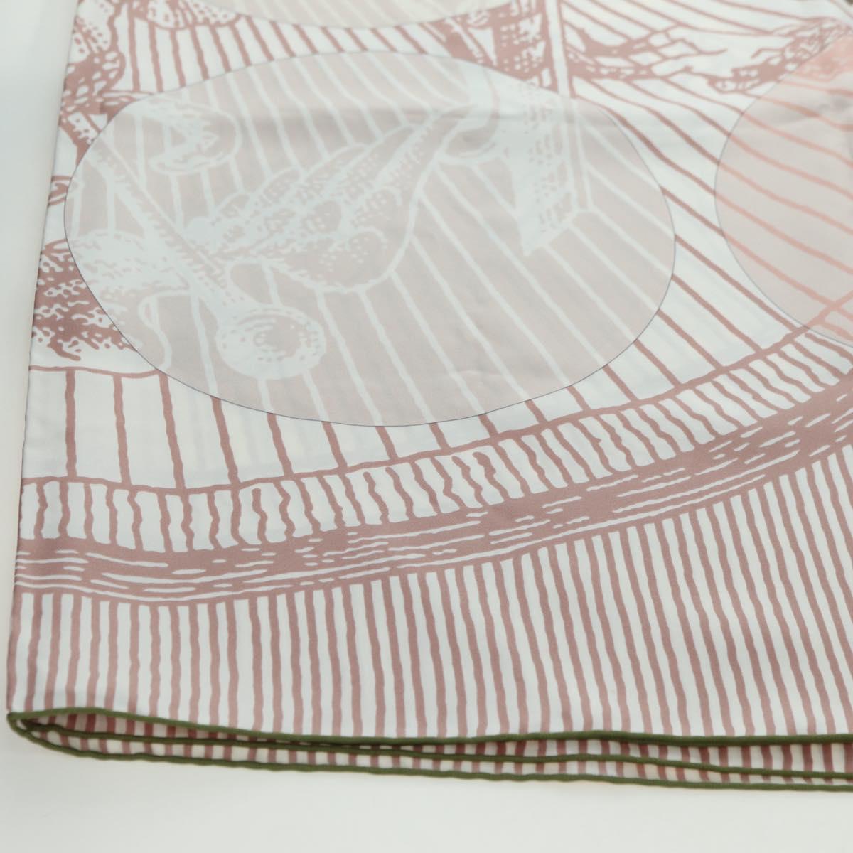 HERMES Carre 140 Scarf ""SOITE ET POURSUITE"" Silk Pink Auth hk3779V