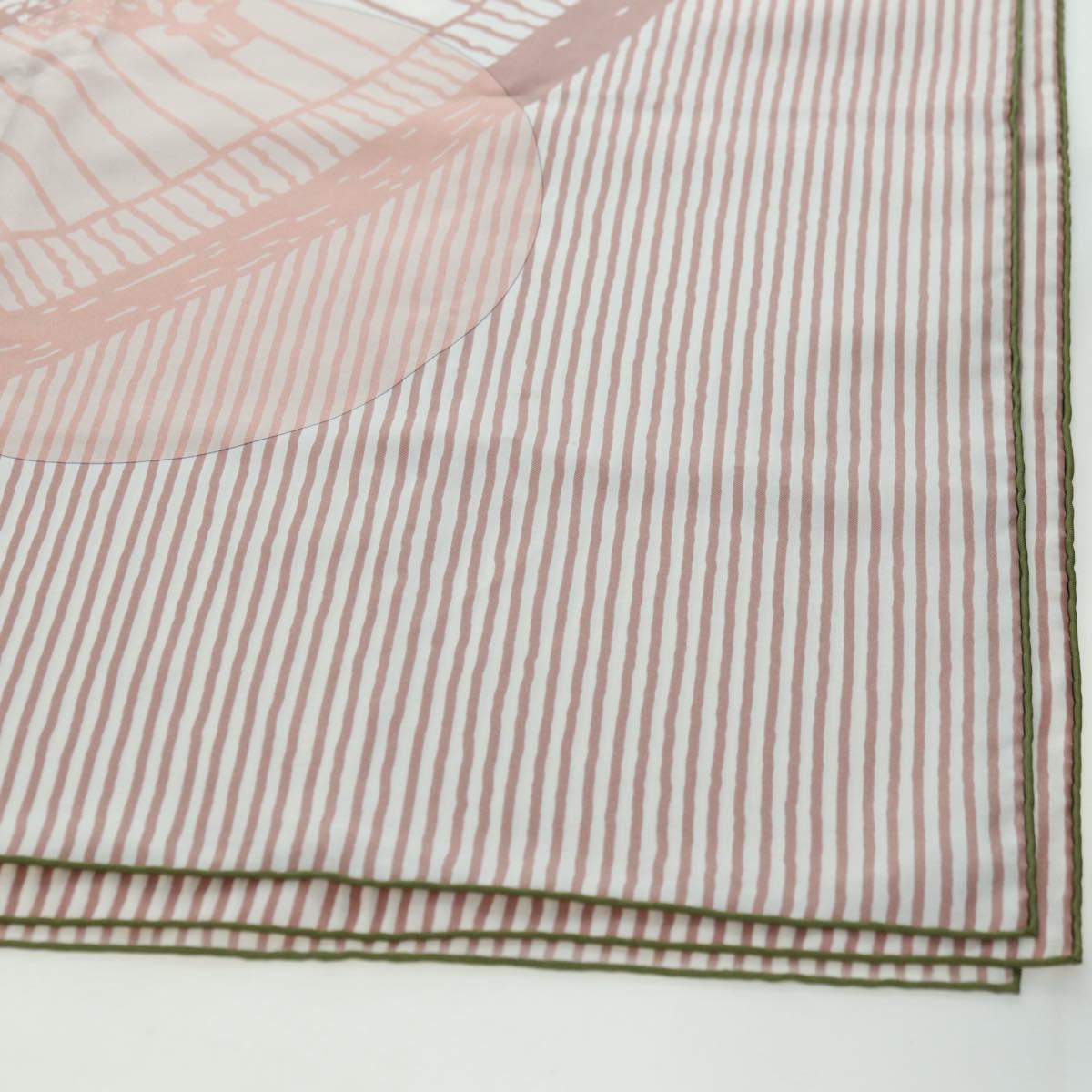 HERMES Carre 140 Scarf ""SOITE ET POURSUITE"" Silk Pink Auth hk3779V