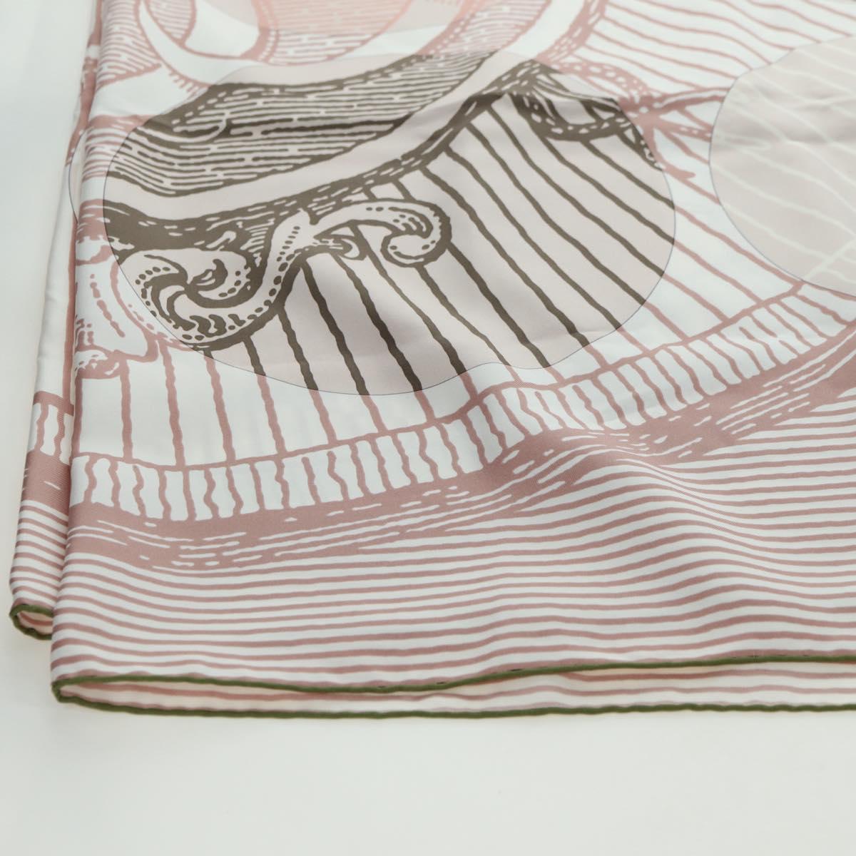 HERMES Carre 140 Scarf ""SOITE ET POURSUITE"" Silk Pink Auth hk3779V