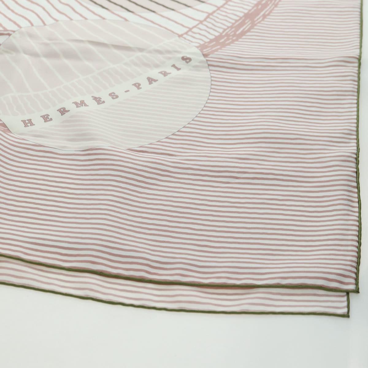 HERMES Carre 140 Scarf ""SOITE ET POURSUITE"" Silk Pink Auth hk3779V