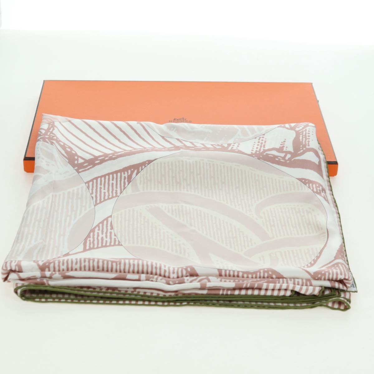 HERMES Carre 140 Scarf ""SOITE ET POURSUITE"" Silk Pink Auth hk3779V