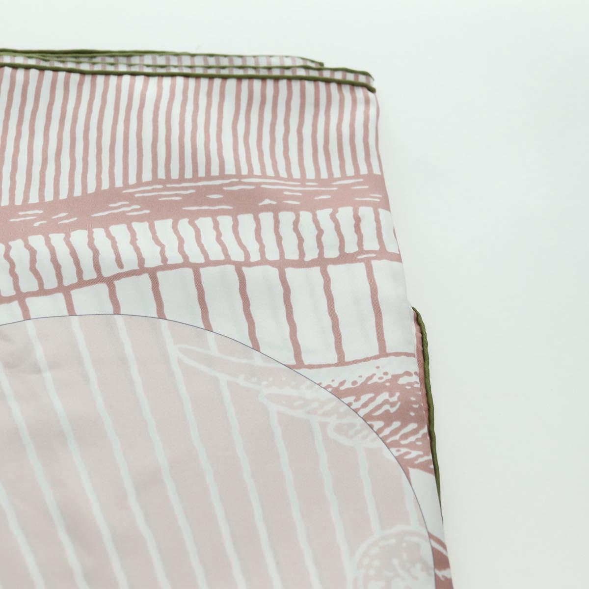 HERMES Carre 140 Scarf ""SOITE ET POURSUITE"" Silk Pink Auth hk3779V