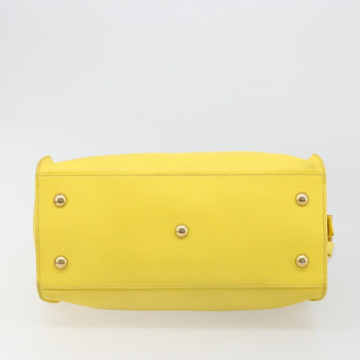 SAINT LAURENT Baby Cabas Hand Bag Leather 2way Yellow Gold Auth hk3783