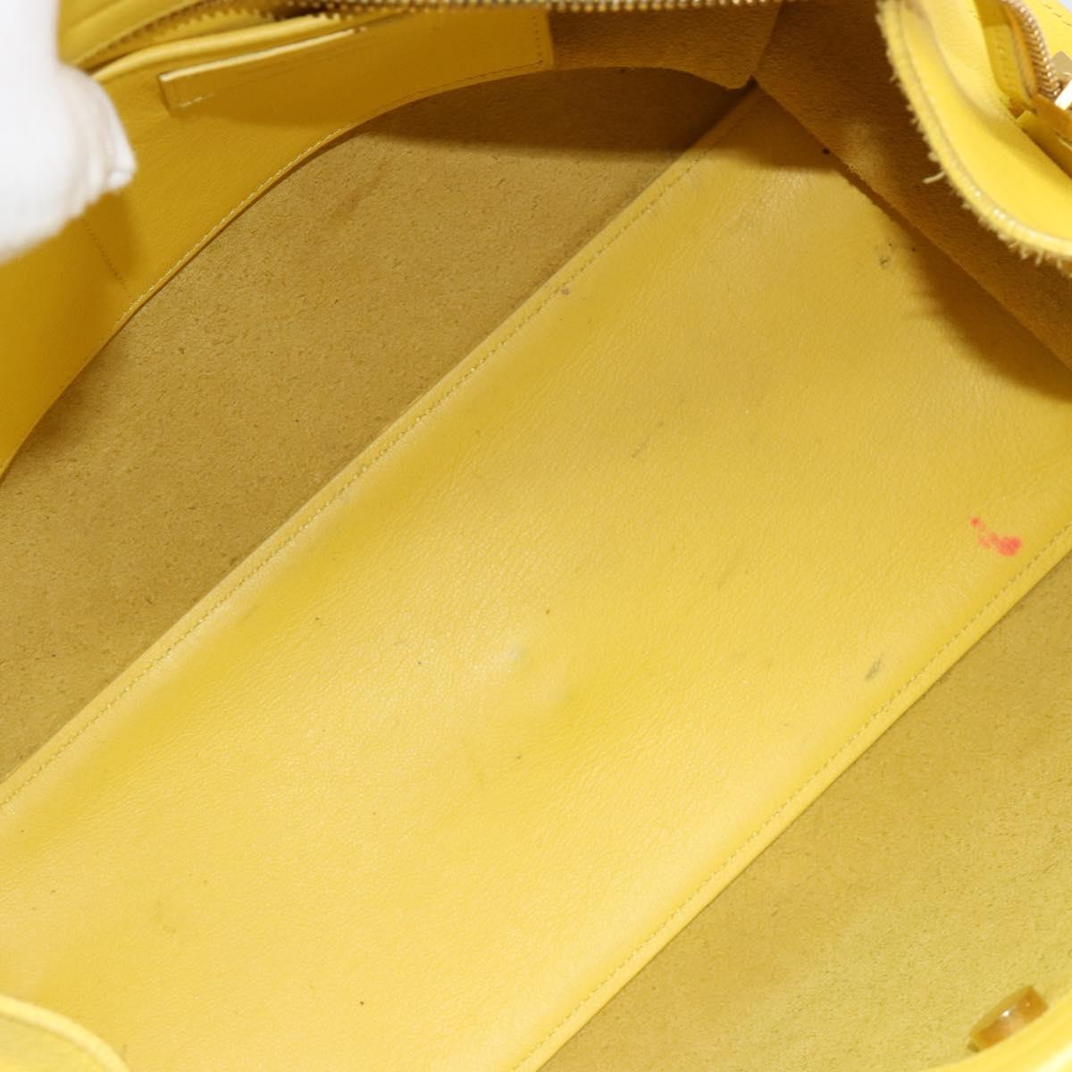 SAINT LAURENT Baby Cabas Hand Bag Leather 2way Yellow Gold Auth hk3783