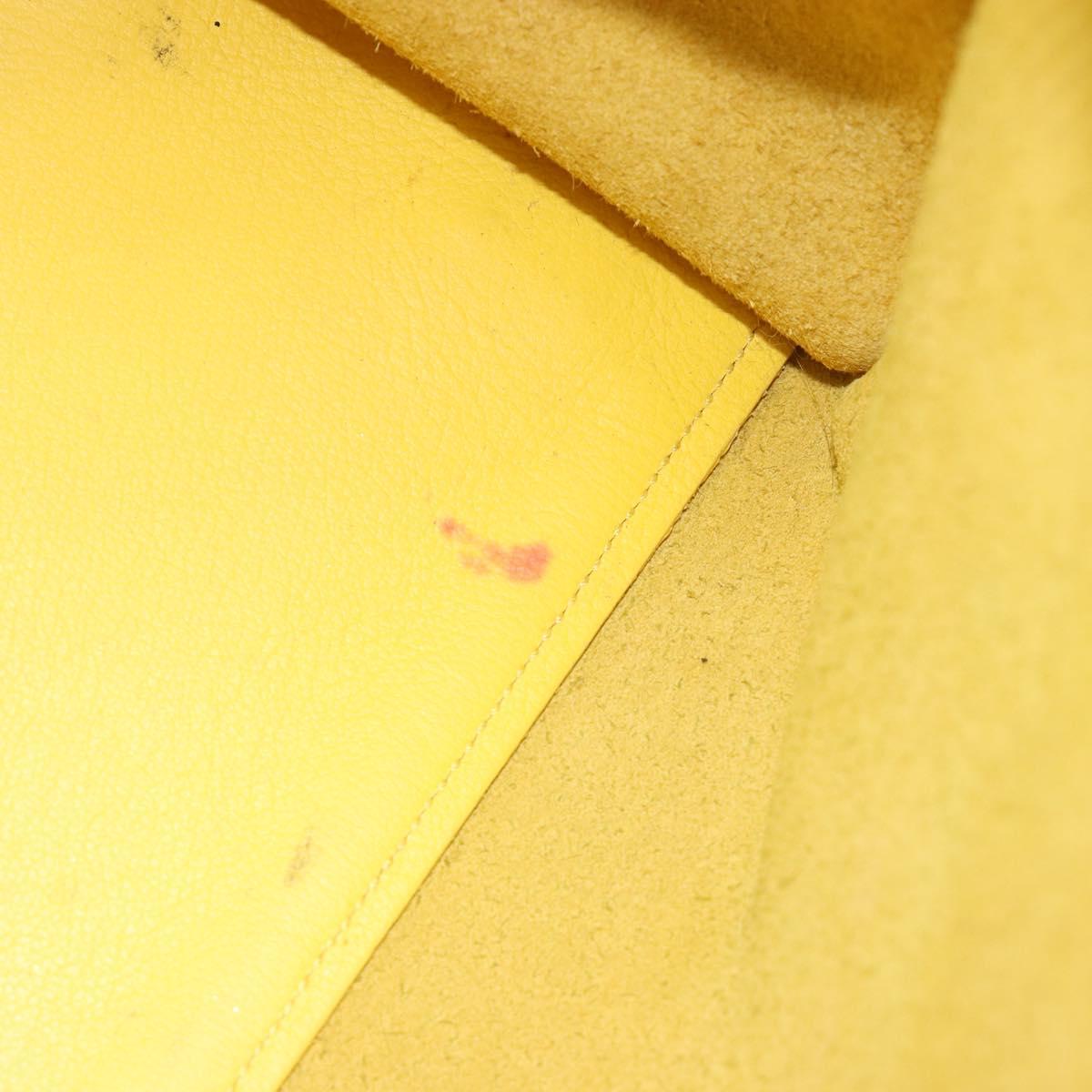 SAINT LAURENT Baby Cabas Hand Bag Leather 2way Yellow Gold Auth hk3783