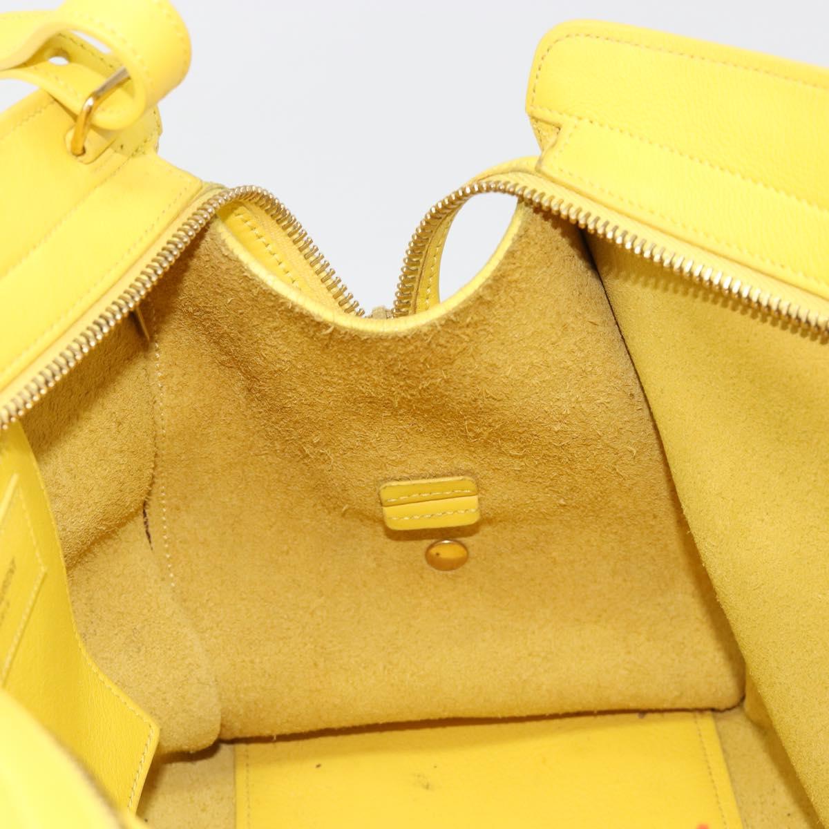 SAINT LAURENT Baby Cabas Hand Bag Leather 2way Yellow Gold Auth hk3783