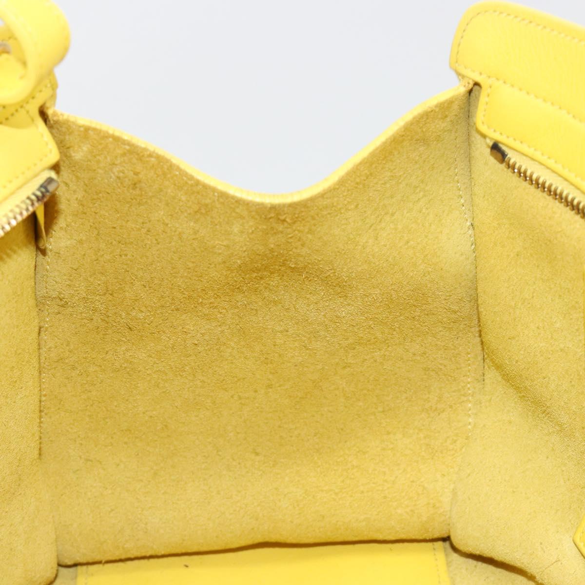 SAINT LAURENT Baby Cabas Hand Bag Leather 2way Yellow Gold Auth hk3783