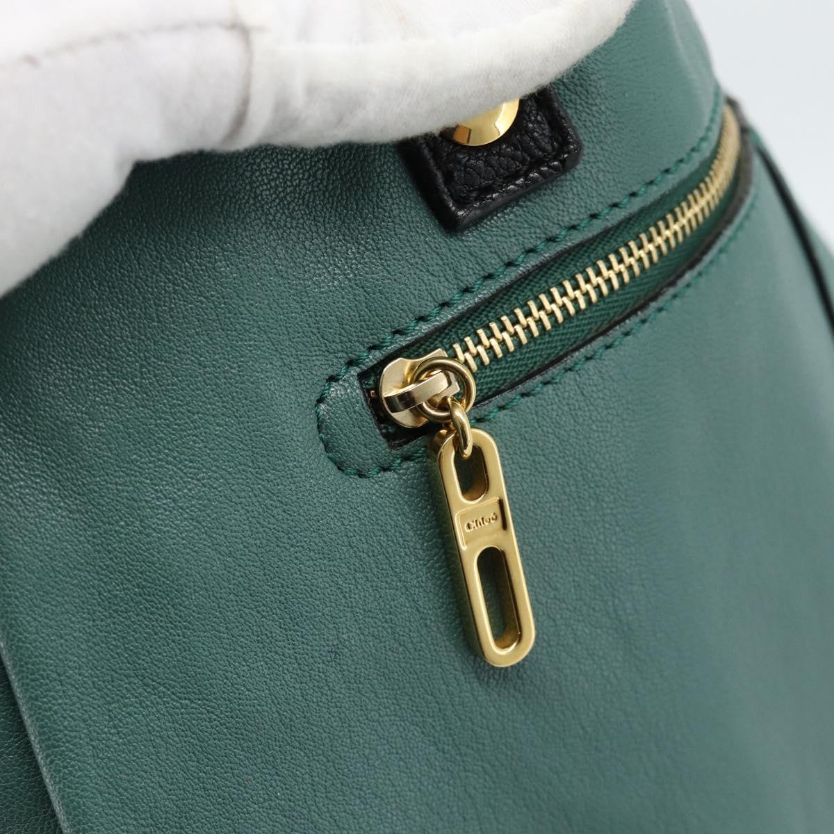 Chloe Hand Bag Leather Green Gold Auth hk3784