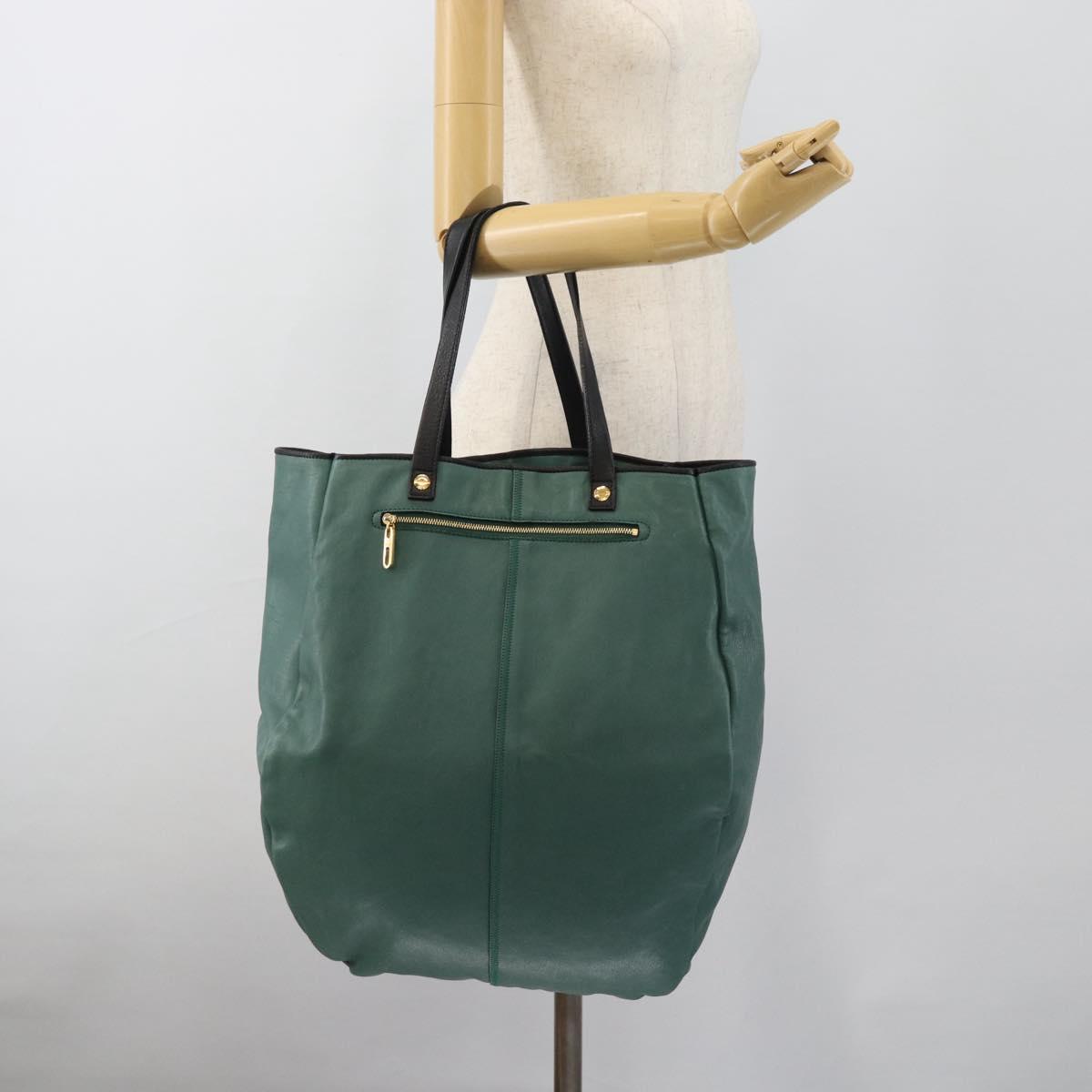 Chloe Hand Bag Leather Green Gold Auth hk3784