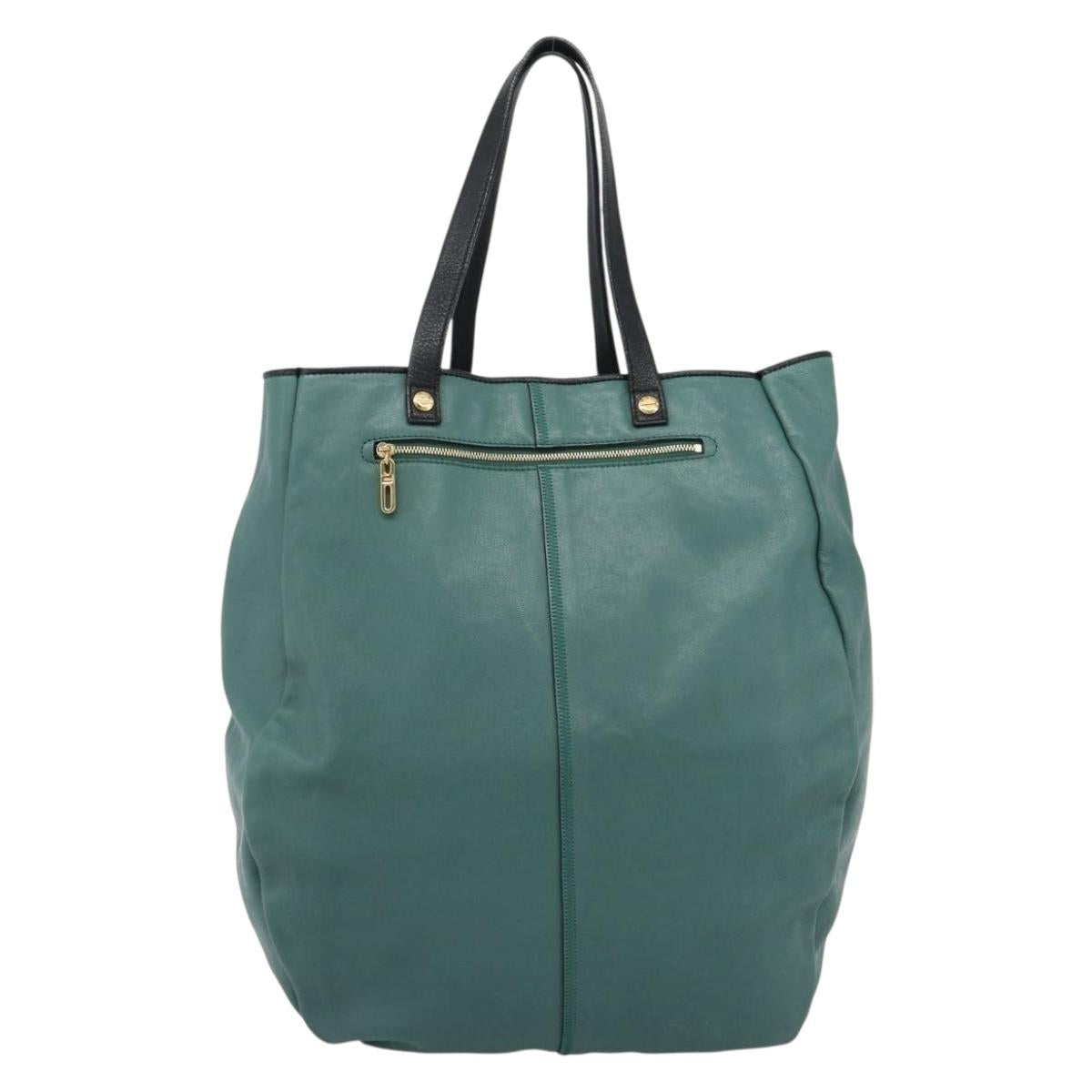 Chloe Hand Bag Leather Green Gold Auth hk3784