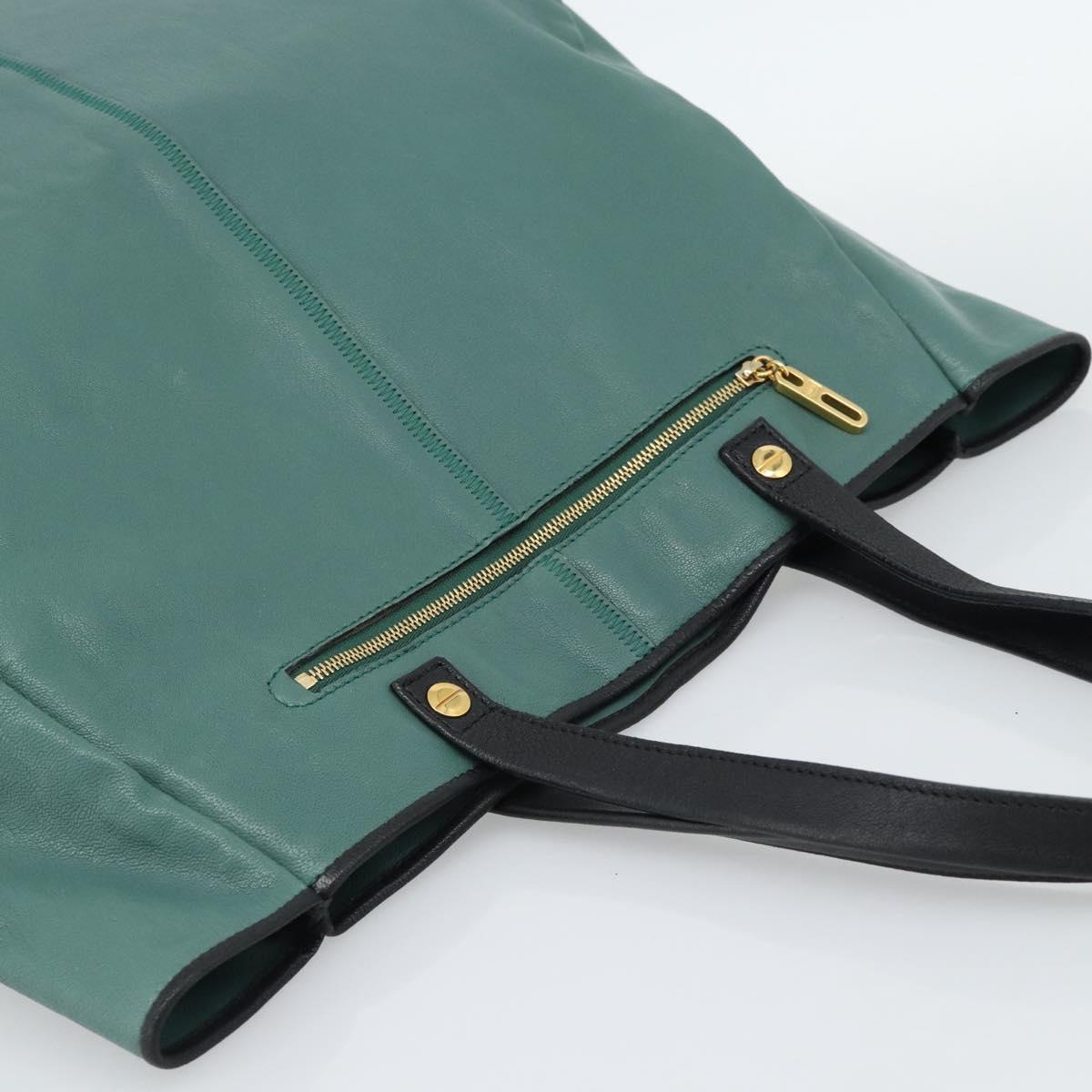 Chloe Hand Bag Leather Green Gold Auth hk3784