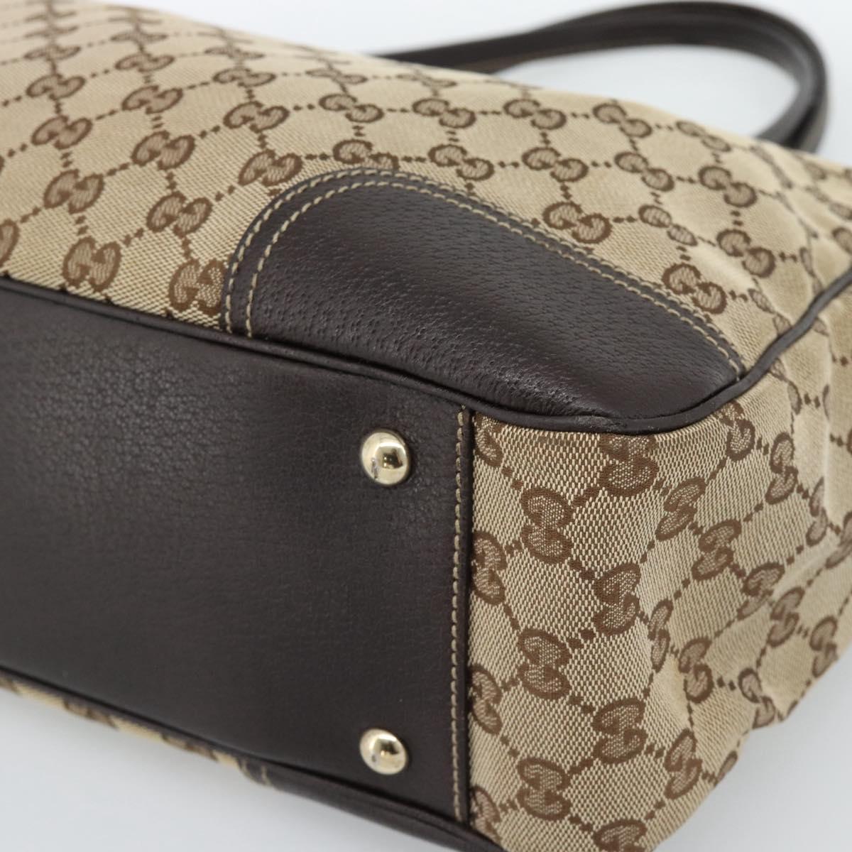 GUCCI GG Canvas Web Sherry Line Tote Bag Beige Gold 163805 Auth hk3785