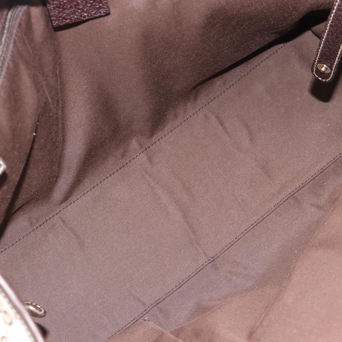 GUCCI GG Canvas Web Sherry Line Tote Bag Beige Gold 163805 Auth hk3785