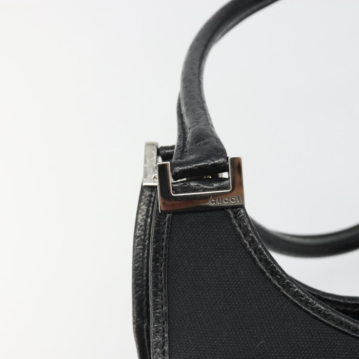 GUCCI Jackie Hand Bag Canvas Black Silver 002 1067 Auth hk3786